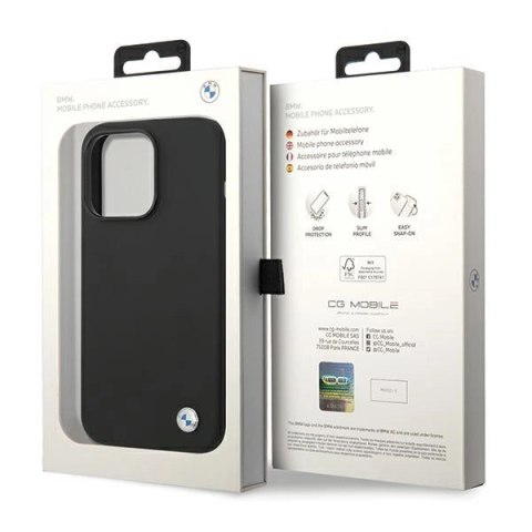 Etui BMW Silicone Metal Logo na iPhone 15 Pro - czarne Etui BMW Silicone Metal Logo na iPhone 15 Pro - czarne