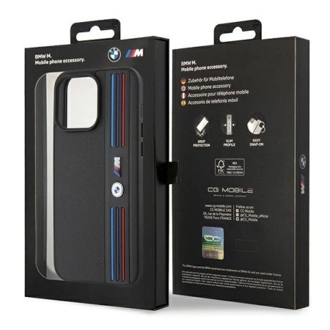 Etui BMW Tricolor M Collection na iPhone 15 Pro - czarne Etui BMW Tricolor M Collection na iPhone 15 Pro - czarne