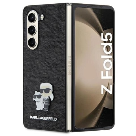 Etui Karl Lagerfeld Saffiano Karl&Choupette Pin na Samsung Galaxy Z Fold 5 - czarne Etui Karl Lagerfeld Saffiano Karl&Choupette Pin na Samsung Galaxy Z Fold 5 - czarne