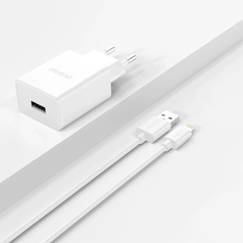Ładowarka sieciowa Dudao A4EU USB-A 2.1A - biała + kabel USB-A - Lightning Ładowarka sieciowa Dudao A4EU USB-A 2.1A - biała + kabel USB-A - Lightning