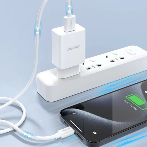 Ładowarka sieciowa Dudao A4EU USB-A 2.1A - biała + kabel USB-A - Lightning Ładowarka sieciowa Dudao A4EU USB-A 2.1A - biała + kabel USB-A - Lightning