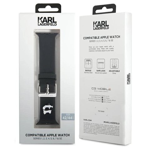 Pasek Karl Lagerfeld 3D Rubber Choupette Head na Apple Watch 42/44/45/49mm - czarny Pasek Karl Lagerfeld 3D Rubber Choupette Head na Apple Watch 42/44/45/49mm - czarny