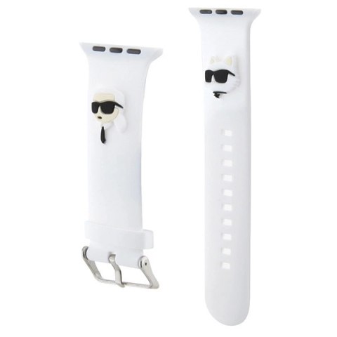 Pasek Karl Lagerfeld 3D Rubber Karl&Choupette Heads na Apple Watch 42/44/45/49mm - biały Pasek Karl Lagerfeld 3D Rubber Karl&Choupette Heads na Apple Watch 42/44/45/49mm - biały