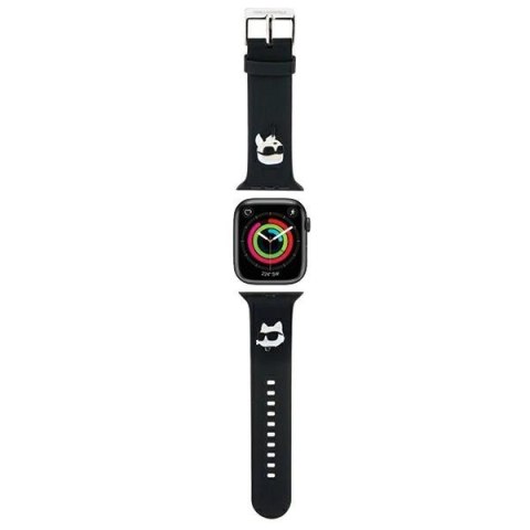 Pasek Karl Lagerfeld 3D Rubber Karl&Choupette Heads na Apple Watch 42/44/45/49mm - czarny Pasek Karl Lagerfeld 3D Rubber Karl&Choupette Heads na Apple Watch 42/44/45/49mm - czarny