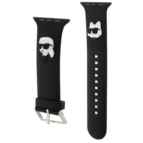 Pasek Karl Lagerfeld 3D Rubber Karl&Choupette Heads na Apple Watch 42/44/45/49mm - czarny Pasek Karl Lagerfeld 3D Rubber Karl&Choupette Heads na Apple Watch 42/44/45/49mm - czarny