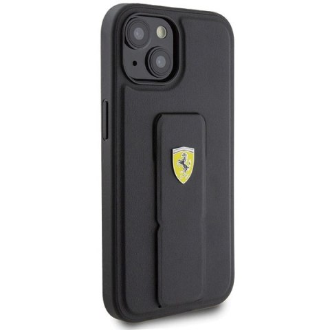 Etui Ferrari Grip Stand Metal Logo na iPhone 15 - czarne Etui Ferrari Grip Stand Metal Logo na iPhone 15 - czarne
