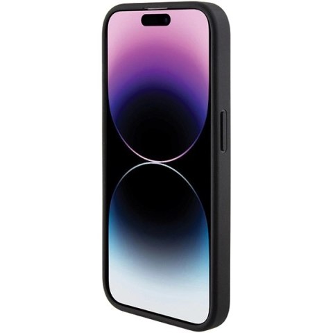 Etui Guess Grip Stand 4G Triangle Strass na iPhone 15 Pro - czarne