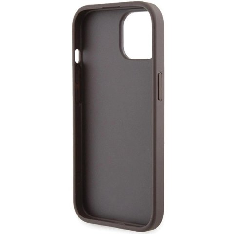 Etui Guess Grip Stand 4G Triangle Strass na iPhone 15 - brązowe