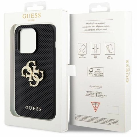 Etui Guess Perforated 4G Glitter na iPhone 15 Pro Max - czarne