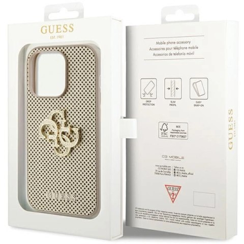 Etui Guess Perforated 4G Glitter na iPhone 15 Pro - złote
