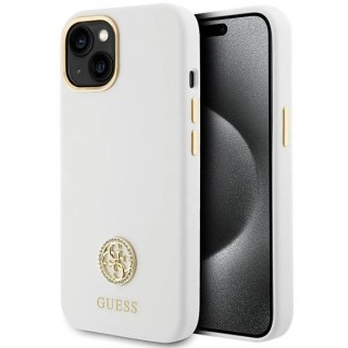 Etui Guess Silicone Logo Strass 4G na iPhone 15 - białe