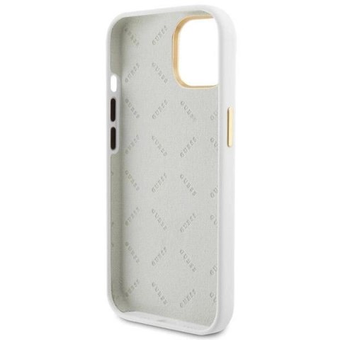 Etui Guess Silicone Logo Strass 4G na iPhone 15 - białe