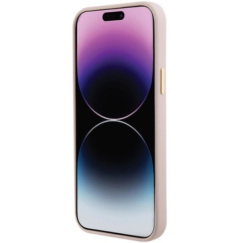 Etui Guess Silicone Logo Strass 4G na iPhone 15 - jasnoróżowe