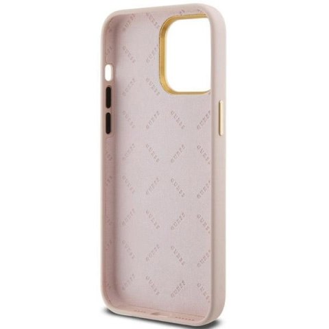 Etui Guess Silicone Script Metal Logo & Frame na iPhone 15 Pro Max - różowe