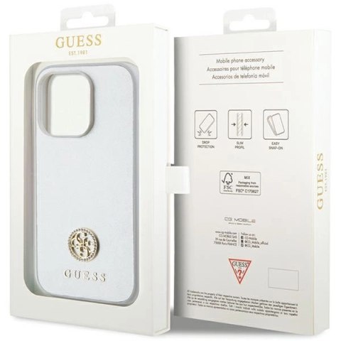 Etui Guess Strass Metal Logo na iPhone 15 Pro - srebrne