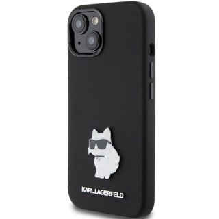 Etui Karl Lagerfeld Silicone Choupette Metal Pin na iPhone 15 Plus / 14 Plus - czarne