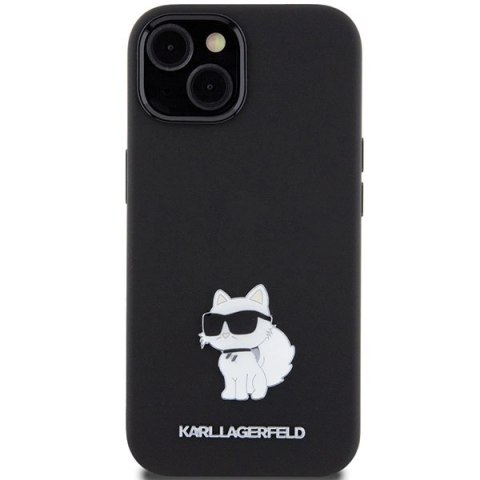 Etui Karl Lagerfeld Silicone Choupette Metal Pin na iPhone 15 Plus / 14 Plus - czarne