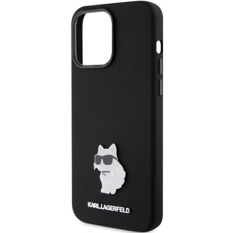 Etui Karl Lagerfeld Silicone Choupette Metal Pin na iPhone 15 Pro - czarne Etui Karl Lagerfeld Silicone Choupette Metal Pin na iPhone 15 Pro - czarne