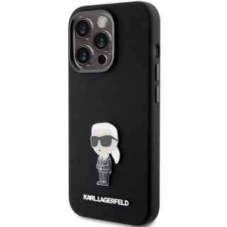 Etui Karl Lagerfeld Silicone Ikonik Metal Pin na iPhone 15 Pro - czarne