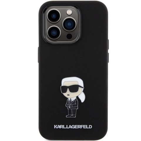 Etui Karl Lagerfeld Silicone Ikonik Metal Pin na iPhone 15 Pro - czarne Etui Karl Lagerfeld Silicone Ikonik Metal Pin na iPhone 15 Pro - czarne