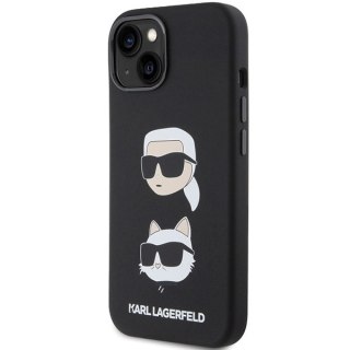 Etui Karl Lagerfeld Silicone Karl&Choupette Head na iPhone 15 Plus / 14 Plus - czarne