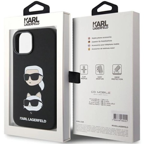 Etui Karl Lagerfeld Silicone Karl&Choupette Head na iPhone 15 Plus / 14 Plus - czarne