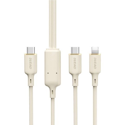Kabel 2w1 Dudao L7SF USB-C - USB-C / Lightning 100W 1.2m - beżowy Kabel 2w1 Dudao L7SF USB-C - USB-C / Lightning 100W 1.2m - beżowy