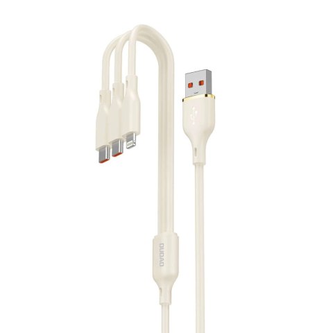 Kabel 3w1 Dudao L7SE USB-A - 2x USB-C / Lightning 66W 1.2m - beżowy Kabel 3w1 Dudao L7SE USB-A - 2x USB-C / Lightning 66W 1.2m - beżowy