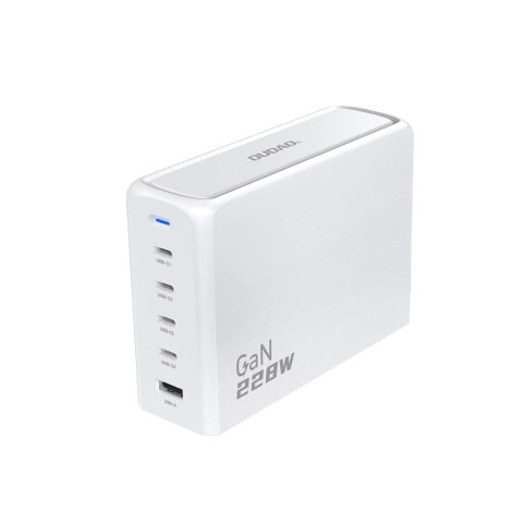 Ładowarka Dudao A228EU GaN 1x USB-A 4x USB-C PD 228W - biała Ładowarka Dudao A228EU GaN 1x USB-A 4x USB-C PD 228W - biała