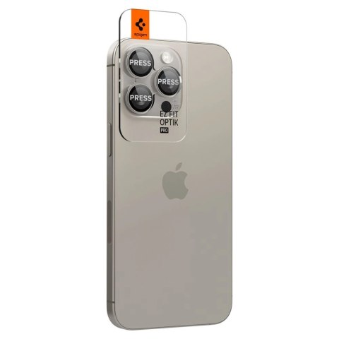 Osłona aparatu Spigen Optik.tR EZ Fit Camera Protector na iPhone 14 Pro / Pro Max / 15 Pro / Pro Max - tytan naturalny 2 szt. Osłona aparatu Spigen Optik.tR EZ Fit Camera Protector na iPhone 14 Pro / Pro Max / 15 Pro / Pro Max - tytan naturalny 2 szt.