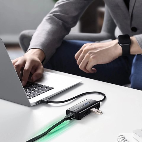 Adapter sieciowy Ugreen 20264 RJ45 / USB-A 10/100Mbps HUB 3x USB-A 2.0 - czarny Adapter sieciowy Ugreen 20264 RJ45 / USB-A 10/100Mbps HUB 3x USB-A 2.0 - czarny