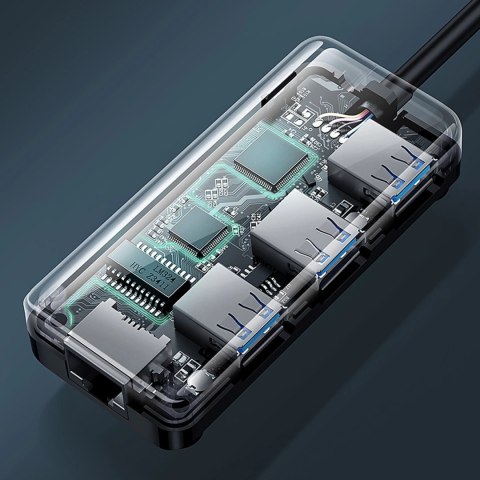 Adapter sieciowy Ugreen 20265 USB-A / RJ45 1000 Mbps HUB 3x USB 3.0 - czarny Adapter sieciowy Ugreen 20265 USB-A / RJ45 1000 Mbps HUB 3x USB 3.0 - czarny