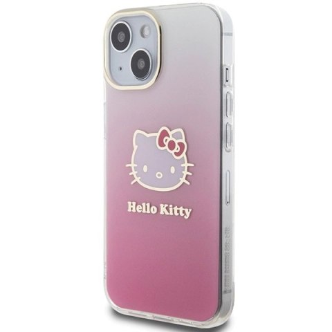 Etui Hello Kitty IML Gradient Electrop Kitty Head na iPhone 15 - różowe Etui Hello Kitty IML Gradient Electrop Kitty Head na iPhone 15 - różowe