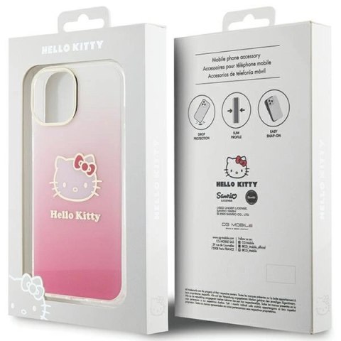 Etui Hello Kitty IML Gradient Electrop Kitty Head na iPhone 15 - różowe Etui Hello Kitty IML Gradient Electrop Kitty Head na iPhone 15 - różowe