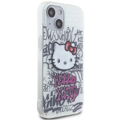Etui Hello Kitty IML Kitty On Bricks Graffiti na iPhone 15 - białe