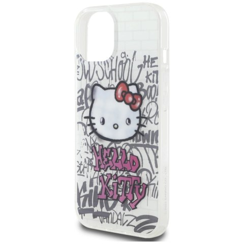 Etui Hello Kitty IML Kitty On Bricks Graffiti na iPhone 15 - białe