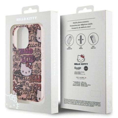 Etui Hello Kitty IML Tags Graffiti na iPhone 14 Pro - różowe