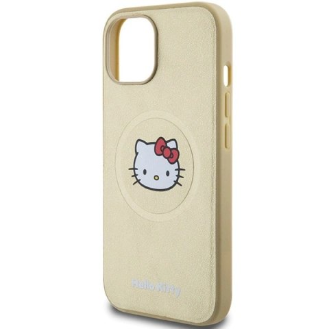 Etui Hello Kitty Leather Kitty Head MagSafe na iPhone 15 - złote Etui Hello Kitty Leather Kitty Head MagSafe na iPhone 15 - złote