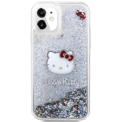 Etui Hello Kitty Liquid Glitter Charms Kitty Head na iPhone 11 / Xr - srebrne