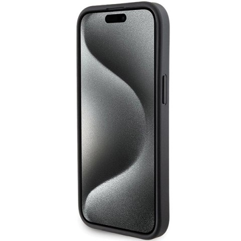 Etui Karl Lagerfeld Gripstand Saffiano Choupette Pins na iPhone 15 - czarne Etui Karl Lagerfeld Gripstand Saffiano Choupette Pins na iPhone 15 - czarne