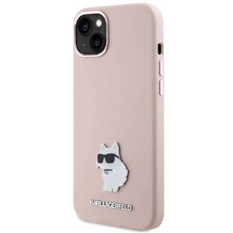 Etui Karl Lagerfeld Silicone Choupette Metal Pin na iPhone 15 Plus / 14 Plus - różowe Etui Karl Lagerfeld Silicone Choupette Metal Pin na iPhone 15 Plus / 14 Plus - różowe