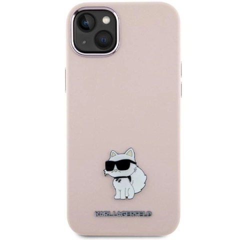 Etui Karl Lagerfeld Silicone Choupette Metal Pin na iPhone 15 Plus / 14 Plus - różowe Etui Karl Lagerfeld Silicone Choupette Metal Pin na iPhone 15 Plus / 14 Plus - różowe