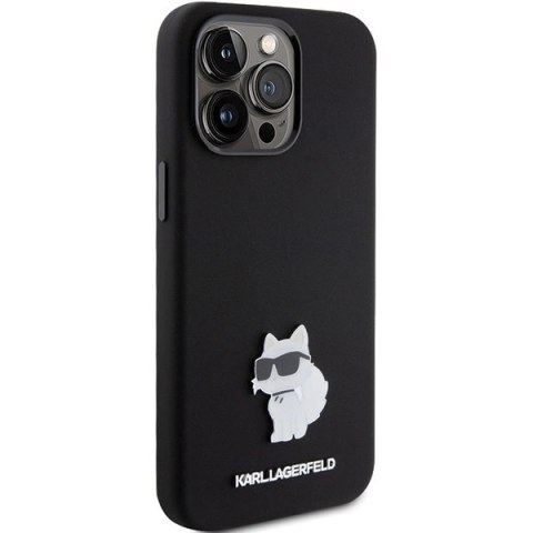 Etui Karl Lagerfeld Silicone Choupette Metal Pin na iPhone 15 Pro Max - czarne Etui Karl Lagerfeld Silicone Choupette Metal Pin na iPhone 15 Pro Max - czarne