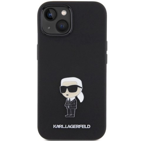 Etui Karl Lagerfeld Silicone Ikonik Metal Pin na iPhone 15 - czarne Etui Karl Lagerfeld Silicone Ikonik Metal Pin na iPhone 15 - czarne