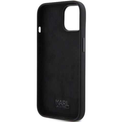 Etui Karl Lagerfeld Silicone Ikonik Metal Pin na iPhone 15 - czarne Etui Karl Lagerfeld Silicone Ikonik Metal Pin na iPhone 15 - czarne