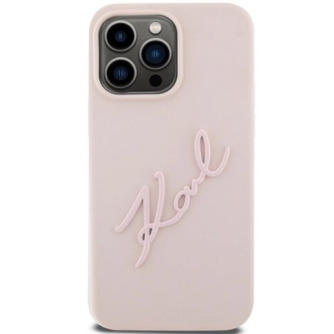 Etui Karl Lagerfeld Silicone Karl Script na iPhone 15 Pro Max - różowe Etui Karl Lagerfeld Silicone Karl Script na iPhone 15 Pro Max - różowe