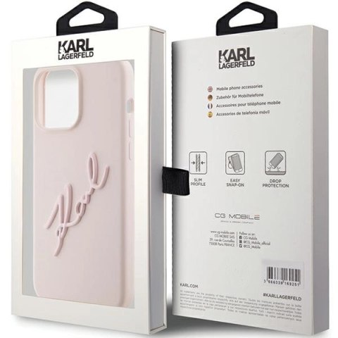 Etui Karl Lagerfeld Silicone Karl Script na iPhone 15 Pro Max - różowe Etui Karl Lagerfeld Silicone Karl Script na iPhone 15 Pro Max - różowe