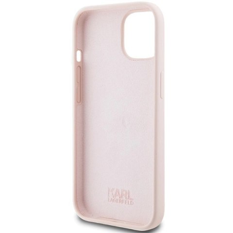 Etui Karl Lagerfeld Silicone Karl Script na iPhone 15 - różowe Etui Karl Lagerfeld Silicone Karl Script na iPhone 15 - różowe