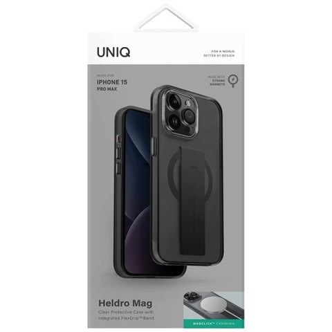 Etui UNIQ Heldro Mag Magclick Charging na iPhone 15 Pro Max - czarne Etui UNIQ Heldro Mag Magclick Charging na iPhone 15 Pro Max - czarne