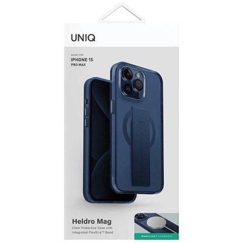 Etui UNIQ Heldro Mag Magclick Charging na iPhone 15 Pro Max - niebieskie Etui UNIQ Heldro Mag Magclick Charging na iPhone 15 Pro Max - niebieskie